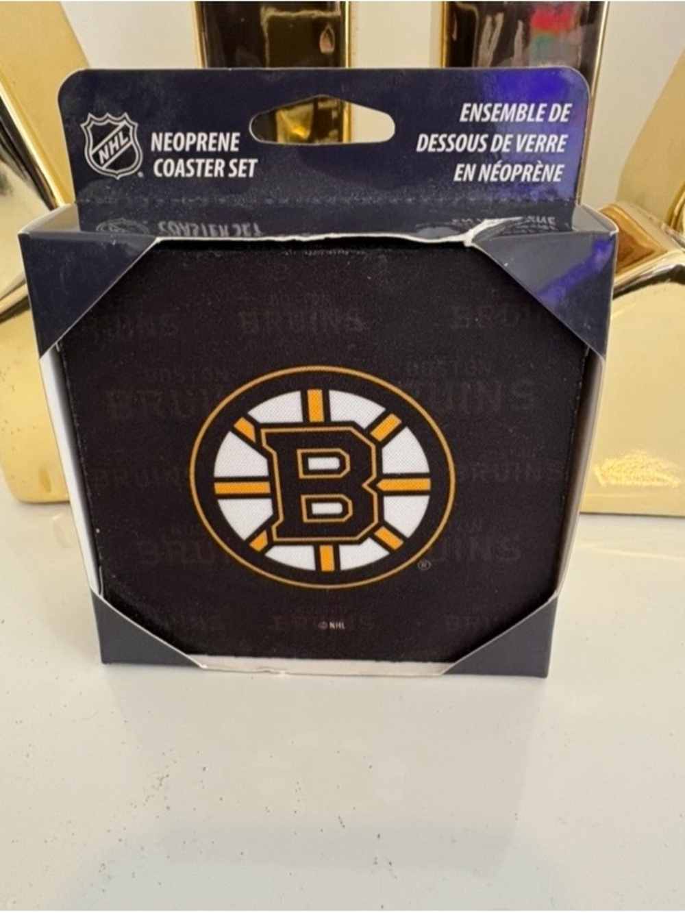 NHL Boston Bruins Neoprene Coaster Set - Black and Gold